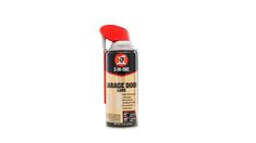 a can of garage door glue with a red cap on the top and an orange handle