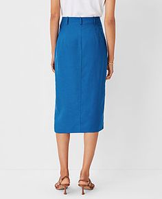 Modern Utility, Santorini Blue, Utility Skirt, Petite Skirt, Pencil Skirts, Office Attire, Fitted Silhouette, Knee Length Skirt, Skirts With Pockets