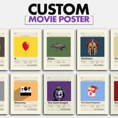 the movie posters are designed to look like they have been made in different colors and sizes