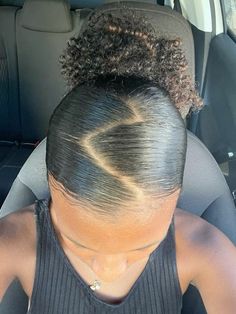 Natural Slick Back Hairstyles For Black Women, Zigzag Slick Back, Zig Zag Part Slick Back, Two Bun Hairstyles For Black Women, Zig Zag Slick Back, 4c Natural Hair Bun Styles, Hairstyles Zigzag, Slick Back Bun Curly Hair, Hairstyles Slick Back Bun