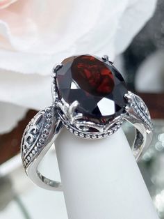 Natural Red Garnet Ring, Dragon Design, Sterling Silver Filigree, Gothic Jewelry, Silver Embrace Jewelry Elegant Garnet Filigree Ring For Anniversary, Elegant Garnet Filigree Ring For Formal Occasions, Elegant Garnet Filigree Ring With Gemstone, Elegant Red Filigree Ring As Gift, Elegant Silver Filigree Ring With Ruby, Elegant Sterling Silver Ruby Ring With Intricate Design, Elegant Red Gemstone Filigree Ring, Elegant Ruby Ring With Filigree, Elegant Red Filigree Ring