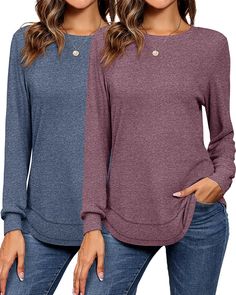 Fall Shirts Women, Loose Fit Shirts, Fall Shirts, Long Sleeve Casual, Long Sleeve Sweatshirts, Hoodie Fashion, 2 Pack, Casual Style