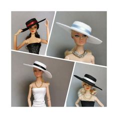 Meet our new  collection of hats.  You can buy a hat. The dress and accessories are not included in the price, but you can find doll accessories in our store. You can choose decoration, which ribbon you prefer. We have different colors for hat material and different ribbon's colors write us a message and we will answer your questions More hats in our shop: https://www.etsy.com/listing/1481682747/elegant-hat-for-poppy-parker-hat-for?click_key=ada7834d93b97f80976c780e97fc789fa7ca5c63%3A1481682747& Elegant Hat, Dress And Accessories, Classy Hats, Barbie Hat, Head Pieces, Brimmed Hat, Elegant Hats, Barbie I, Summer Hat