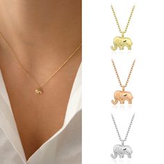 "Introducing the 14k Gold Elephant Necklace, a beautiful and timeless piece of jewelry that showcases the grace and strength of one of nature's most magnificent creatures. Made of high-quality 14k gold, this necklace is both durable and stylish, making it a perfect addition to any jewelry collection. The intricate design features a detailed elephant pendant that is sure to catch the eye and spark conversations. The elephant is a symbol of good luck, strength, and wisdom, making this necklace not Minimalist Pendant Charm Necklace For Birthday, Minimalist Pendant Jewelry For Birthday, Minimalist Birthday Charm Necklace Pendant, Minimalist Clavicle Chain Jewelry For Birthday Gift, Minimalist Clavicle Chain Jewelry As Birthday Gift, Minimalist Clavicle Chain Necklace For Birthday, Minimalist Nickel-free Jewelry For Birthday Gift, Elephant Necklace Gold, Jewelry Layering Necklace