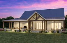 this is an artist's rendering of a house in the country style with porches and covered patios