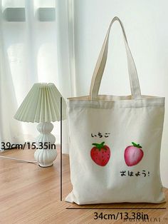 BagForLove - Cute Strawberry Cartoon Pattern Small Shopper Bag with Double Handles - Ideal for Daily Use Product Description Color Beige Pattern Type Letter Bag Size Small Type Shoulder Tote Bag Material Polyester Composition 100% Polyester Size Chart INCH CM Bag Length Bag Width Bag Height Handle Height 13.4 inch 1.6 inch 15 inch 9.8 inch Bag Length Bag Width Bag Height Handle Height 34 cm 4 cm 38 cm 25 cm Details Pictures Similar Products h2 { text-align: center; } /* æ¢è¡ */ li{ white-space Strawberry Cartoon, Letter Bag, Beige Pattern, Cute Strawberry, Strawberry Print, Cartoon Pattern, Shoulder Tote Bag, Shopper Bag, Shoulder Tote