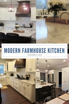 the modern farmhouse kitchen is clean and ready for us to use