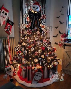 a decorated christmas tree in a living room