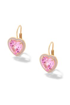 Make a statement with our signature 14K Yellow Gold Heart-Shaped Cocktail Drop Earrings featuring colored enamel and lab created gemstones. Due to the custom nature of this product, please allow 20 business days for production. These are final sale. 14K Yellow Gold, Made in New York City Elegant Heart Cut Enamel Jewelry, Elegant Enamel Heart Cut Jewelry, Elegant Enamel Heart Earrings For Gift, Elegant Heart Enamel Earrings For Gift, Handmade Heart-shaped Enamel Jewelry, Pink Heart Gemstone Earrings, Luxury Heart-shaped Enamel Jewelry, Fun Pink Heart-shaped Jewelry, Gold Heart-shaped Enamel Earrings