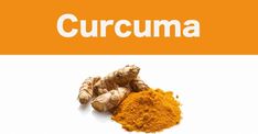 the word curcuma is written in white and orange