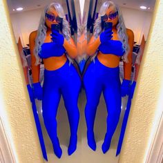 Worn Once Leggings With Heels Attached Size 10 Crop Top Xl Gloves One Size Fits Most Please Read Sizes Leggings With Heels, Azalea Wang, Cropped Leggings, Pant Jumpsuit, Gloves, Color Blue, Crop Top, Pants For Women, Size 10