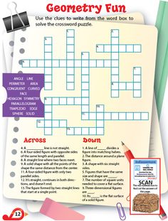 a crossword puzzle with words and pictures on it