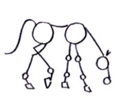 the drawing shows three people holding hands