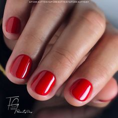 Short Red Shellac Nails, Super Short Manicure, Super Short Red Nails, Red Shellac Nails, Short Red Nails, La Nails, Nails Only