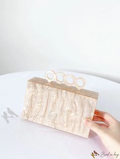 Bird in Bag - Fashionable Acrylic Beaded Handbag Rectangular Cream Bag For Fashion Accessory, Trendy Beige Evening Bag, Trendy Beige Rectangular Evening Bag, Handheld Beige Clutch For Shopping, Beige Handheld Clutch For Shopping, Elegant Square Box Bag For Summer, Trendy Beige Clutch For Shopping, Trendy Beige Clutch Box Bag, Trendy Beaded Evening Bag