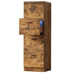 a tall wooden cabinet with two drawers