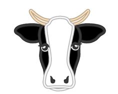 a black and white cow's face is shown in the shape of a square