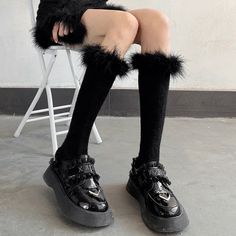 Attention: This price includes a pair of stockings only, others are not included. Fitted Knee-high Socks For Winter Party, Trendy Black Stockings For Winter, Trendy Fall Party Stockings, Black Legwear For Winter Party, Black Party Socks For Winter, Black Winter Party Legwear, Black Legwear For Party In Winter, Trendy Winter Party Legwear, Trendy Winter Stockings