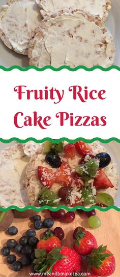 fruity rice cake pizzas with fresh berries and blueberries on the side are shown