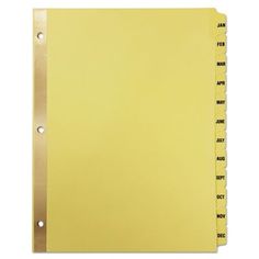 a yellow binder with holes on the front and bottom, attached to a clipboard