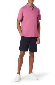 Mercerized cotton brings softness and polish to a polo crafted from a breathable piqué knit and framed in bright tipping at the collar and sleeves. 28" length Button half-placket Short sleeves 100% cotton Machine wash, dry flat Imported Short Sleeves, Nordstrom, Bring It On, Collar, Knitting