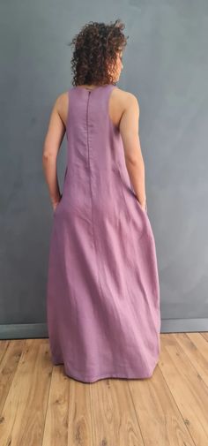 Long Maxi Dress A-line Linen Dress Maxi Linen Dress Linen - Etsy Sleeveless Purple Cotton Sundress, Purple Sleeveless Cotton Sundress, Purple Sleeveless Sundress, Purple Cotton Sleeveless Maxi Dress, Purple Sleeveless Cotton Maxi Dress, Pink Sleeveless Linen Dress, Maxi Linen Dress, Dress Linen, Dress A Line