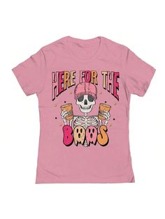 COMFY & COOL: Nearly There offers graphic shirts made of materials that are durable, comfortable, and easy to care for. Whether you're looking for a funny, inspirational, or pop-culture-inspired graphic shirt, we've got you covered.Nearly There Here For The Boos Pastel Fall Halloween Graphic Ladies Cotton T-Shirt Pink Casual  Short Sleeve  Cartoon,Geometric,Halloween,Letter    Women Clothing, size features are:Bust: ,Length: ,Sleeve Length: Halloween Pink T-shirt With Screen Print, Pink Halloween T-shirt With Screen Print, Halloween Slogan T-shirt For Streetwear, Funny Print Graphic Tee, Novelty Letter Print Tops For Streetwear, Funny Print Graphic Tee For Fans, Graphic Tee With Funny Print For Fans, Funny Print Graphic Tee For Fan Merchandise, Funny Print Tops For Fan Merchandise