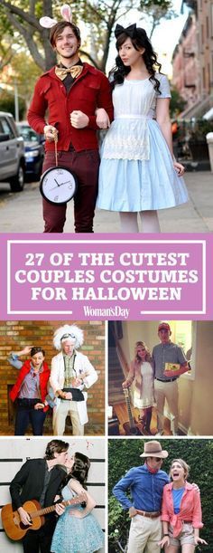 people are dressed up in costumes and posing for halloween pictures with text overlay that reads, 20 of the cutest costume ideas for halloween