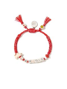 YOU'RE MAGIC BRACELET – Venessa Arizaga Red Letter Beads Festival Jewelry, Adjustable Red Friendship Bracelets With Letter Beads, Adjustable Red Bracelet As Souvenir, Adjustable Red Bracelets With Charms, Magic Bracelet, Venessa Arizaga, Mask Chains, Jewelry Chunky, Sunglasses Strap