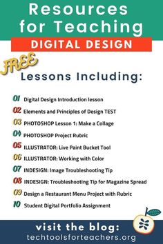 a poster with the title resources for teaching digital design