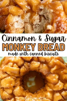 cinnamon and sugar monkey bread made with canned biscuits