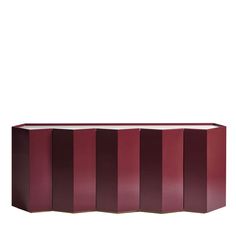 the sideboard is made out of red lacine