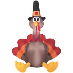 a cartoon turkey wearing a pilgrim hat