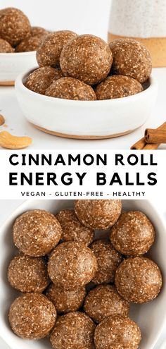 cinnamon roll energy balls in a white bowl