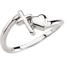 ApplesofGold.com - With All Thy Heart Christian Cross and Heart Ring, Sterling Silver Jewelry $49.00 Purity Ring, Cross Heart, Sterling Silver Promise Rings, Morganite Engagement Ring, Christian Jewelry, Rings For Girls, Sterling Silver Cross, 925 Silver Jewelry, Religious Jewelry