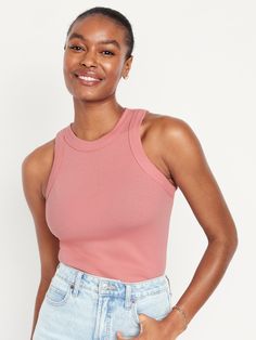 Fitted Rib-Knit Tank Top for Women | Old Navy Old Navy Tank Tops, Chic Pants, Feminine Blouses, Top Hits, Red Tank Tops, Floral Tank Top, Front Tie Top, Spring Wardrobe, Old Navy Women