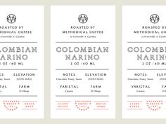 three different types of coffee labels