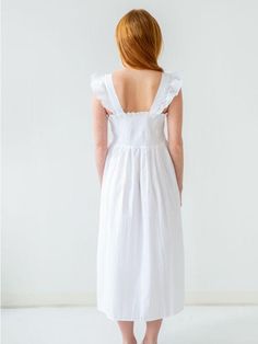 Love what you wear when relaxing in our new Pippa nightgown. This new white cotton nightgown can be worn as a dress for lounging or nightgown for sleeping or as a cover up. The Pippa features 3 decorative buttons, strap sleeves with a ruffle, pintucks and a gathered back. When the day gets difficult, the Pippa is reliable, making you feel pretty and comfortable all day or evening! X-Small (US 0)Small (US 2-4)Medium (US 6-8)Large (US 10-12)X-Large (US 14-16) Design: Strap Sleeves with Ruffle Pint White Cotton Nightgown, Cotton Nightgown, Lavender Fields, Decorative Buttons, Feel Pretty, Pin Tucks, Night Gown, White Cotton, A Dress