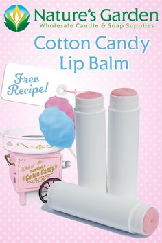 Free Cotton Candy Lip Balm Recipe by Natures Garden Diy Oat Milk, Candy Lip Balm, Candle Recipes, Lip Balm Recipe, Balm Recipe, Makeup Recipes, Lip Scrub Homemade