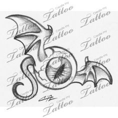 a dragon tattoo design with the number six on it