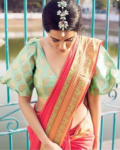 10 Bengali Style Blouse Designs That You Must Check Out - DusBus Saree Blouse Neck Designs, Blouse Back Neck Designs, New Blouse Designs, Indian Saree Blouses Designs, Blouse Designs Silk