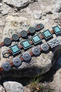 Open Mesa Concho Belt — Double D Ranch Double D Ranch, Silver Turquoise Jewelry, Concho Belt, Turquoise Stones, Vintage Belts, Boots For Sale, Silver Turquoise, Turquoise Jewelry, Western Wear