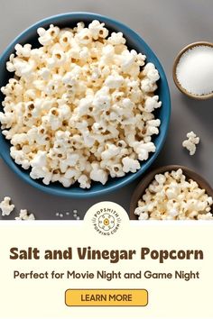 Want to learn how to make easy salt and vinegar popcorn? This is the only salt and vinegar popcorn recipe you need. We will walk you through the steps of making homemade popcorn on a stovetop popcorn popper and creating an irresistible salt and vinegar popcorn seasoning. Check out the full salt and vinegar popcorn recipe at the Popsmith blog now and get ready to make your game night and family movie night extra special. | salty snacks Salt And Vinegar Popcorn, Popcorn Flavours, Gourmet Popcorn Recipes, Flavored Popcorn Recipes, Healthy Popcorn