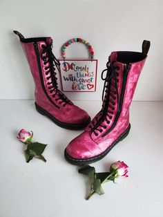 Thank you for reviewing my item.  Excellent quality & made to last! Condition: Good condition Dr Martens 9733 ruby jewel pink holographic zip 14 eye midcalf boots UK5 I am a trusted seller. Please check my page for feedback on my previous sold items.   2-3 working days delivery to UK, 3-5 working days delivery to rest of Europe. 5 - 10 working day delivery to rest of the world. Item will be send tracked (recorded). Worldwide tracked sending 30 Euro Item will be well packed, shipped ASAP Please l Trendy Pink Boots With Zipper Closure, Holographic Boots, Midcalf Boots, Ruby Jewel, Pink Holographic, Womens Booties, Booties Ankle Boots, Ruby Jewelry, Dr. Martens