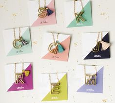 Jewelry Packaging Ideas, Gold Tassel Necklace, Diy Jewelry Display, Monogram Jewelry, Packaging Ideas, Jewelry Card