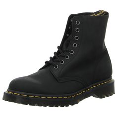 PRICES MAY VARY. Welted on a rugged air-cushioned sole punched with signature yellow welt stitching. Gunmetal eyelets and black cord laces Dr Martens 1460 Pascal, Boot Fashion, Cord Lace, Glitter Boots, Self Service, Kids Luggage, Doc Martens, Luxury Store