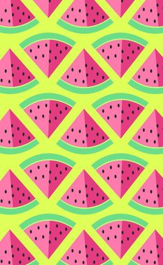 watermelon slices on a white background with green and pink dots in the middle