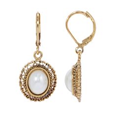 Majesties Filigree Faux Pearl Oval Drop Earrings 1928 Jewelry, Vintage Lovers, Vintage Inspired Jewelry, Cameo Jewelry, Heart Frame, Heart Drop Earrings, Creating Jewelry, Pearl Set, Gold Drop Earrings