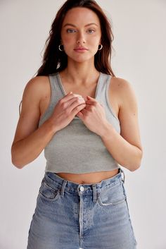 Jamie is your staple 90s ribbed tank featuring a raw hem and full length style that sits at the natural waistline. Clothes