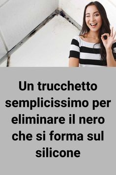 a woman standing in front of a white wall with the caption'un trucchetto semiplissimo per ellimare i nero che si forma sul